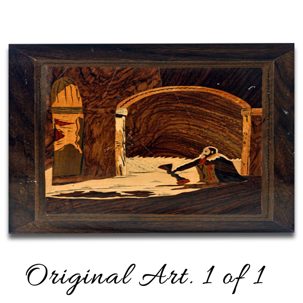 Man Pondering Inlayed wood wall art