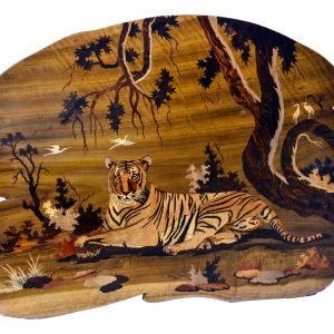 Inlaid Wood Art Wall Hanging – “Majestic Tiger in the Wild”