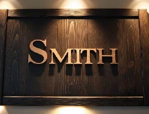 A personalised wooden artwork featuring a family name.