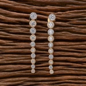 Cubic Zirconia Delicate Earring With Black 2 Tone Rhodium Plating