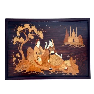 Jodha and Akbar depiction - Pure rose wood inlay Art <span class="btrack-badge btrack-inline-badge" title="Blockchain Tracked">🔗</span>