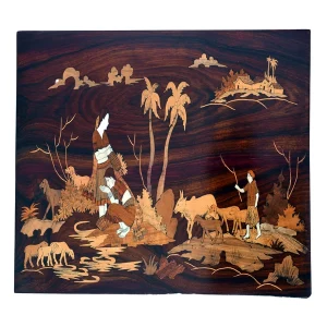 Village Blossoms - Pure rose wood inlay Art <span class="btrack-badge btrack-inline-badge" title="Blockchain Tracked">🔗</span>