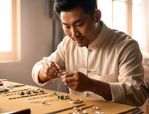 image of artisan working on handmade jewellery